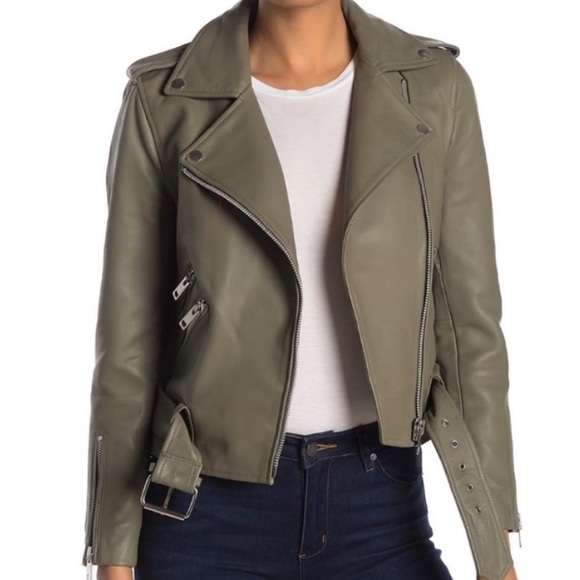 Walter Baker Jackets & Blazers - Allison Leather Moto Jacket in Army Green - Medium